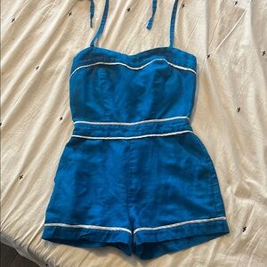 Forever 21 Blue and White Nautical Jumpsuit